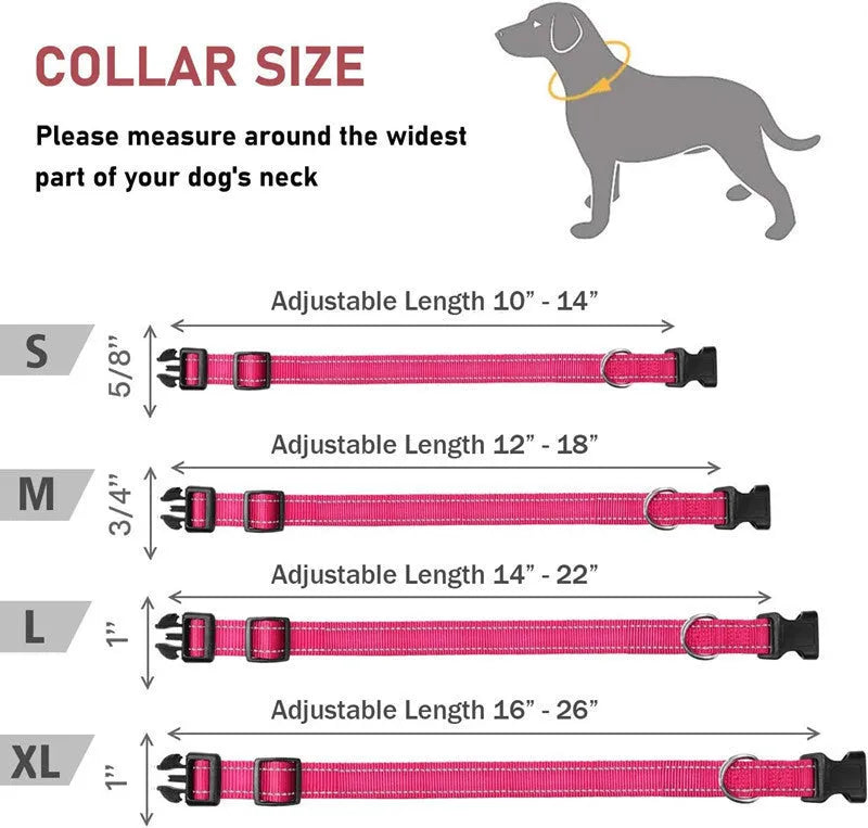 Dog adjustable chest strap dog collar in nylon, available in multiple colours and sizes from XS to XL