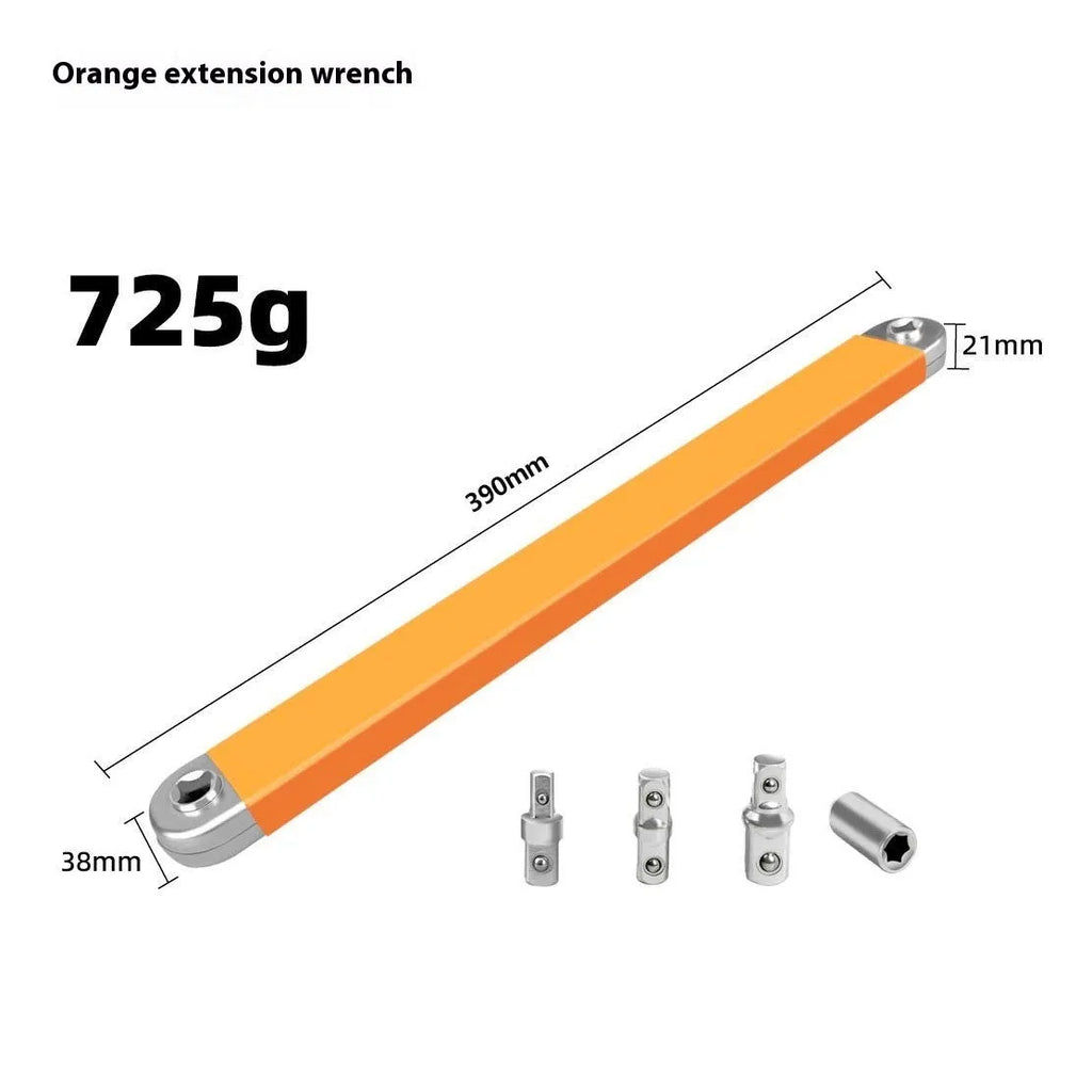 1158 blue ratchet extension wrench with four accessories in white box made from 45# steel