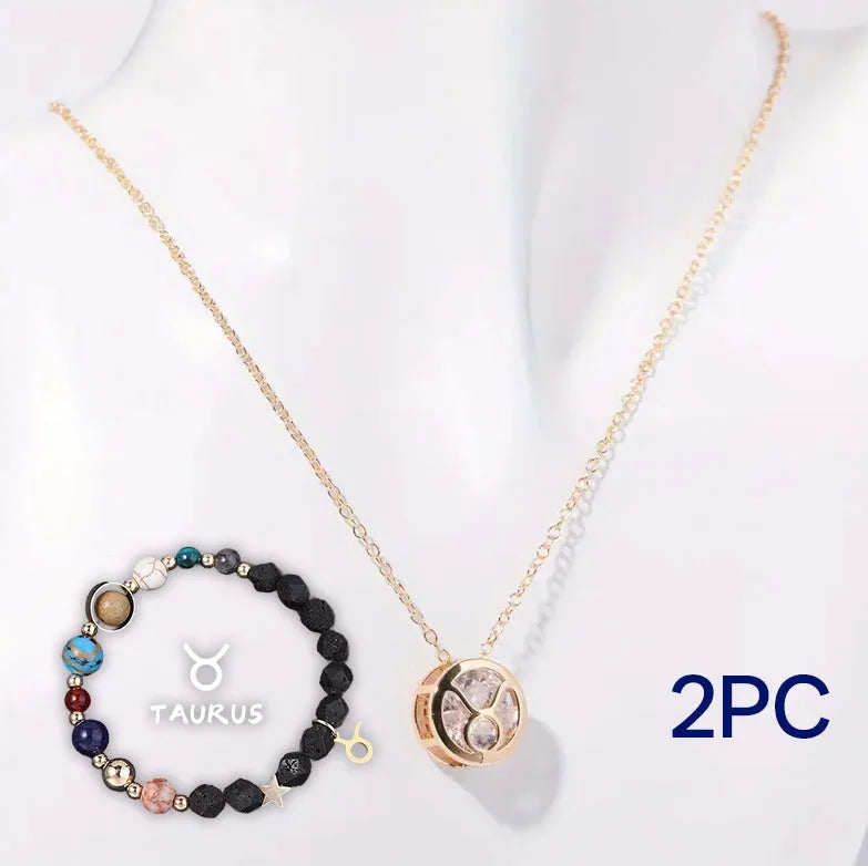 Natural stone beaded necklace and bracelet set with genuine stone beads in a matching style