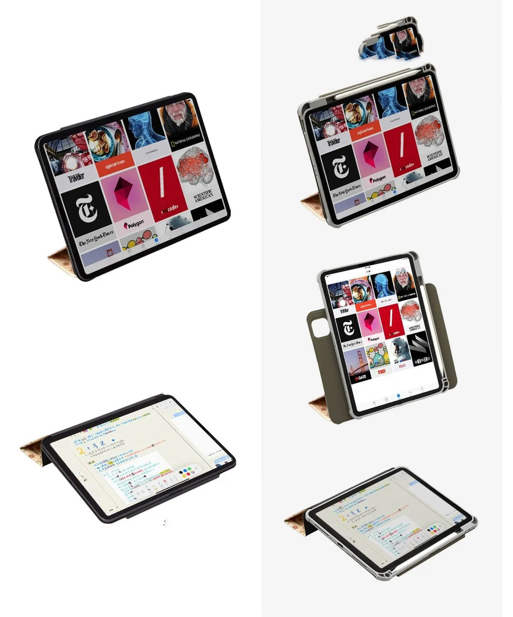 Microfiber leather tablet case with magnetic double-sided clip for Apple iPad Air and Pro models