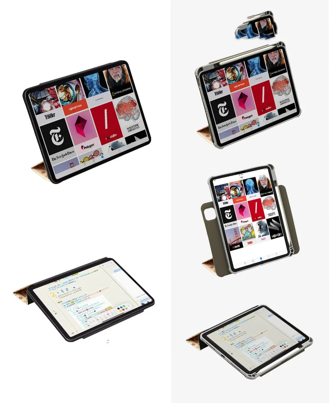 Microfiber leather tablet case with magnetic double-sided clip for Apple iPad Air and Pro models