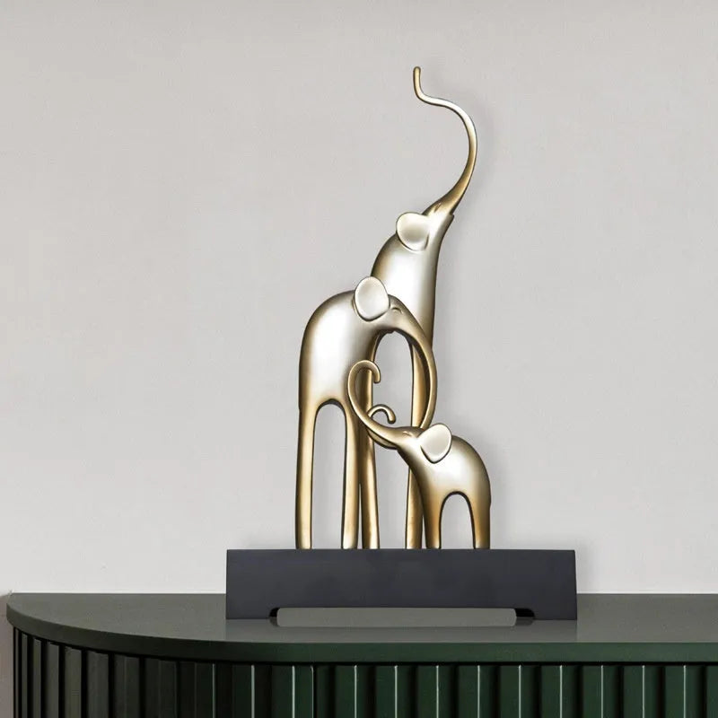 Fortune Bring Elephant resin decorative statue in gold, silver, or retro colour