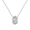 Sterling silver necklace with geometric oval ice flower pendant in electroplated platinum or gold finish