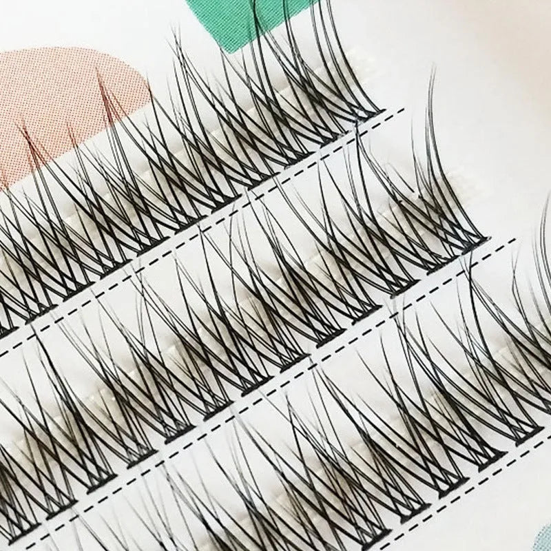 Black V-shaped fishtail segment false eyelashes with 8mm to 12mm length options