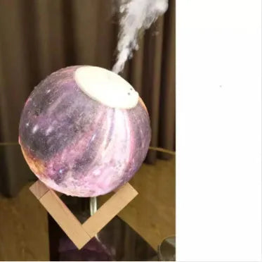 Lunar humidifier night light with wood finish, 13cm round design