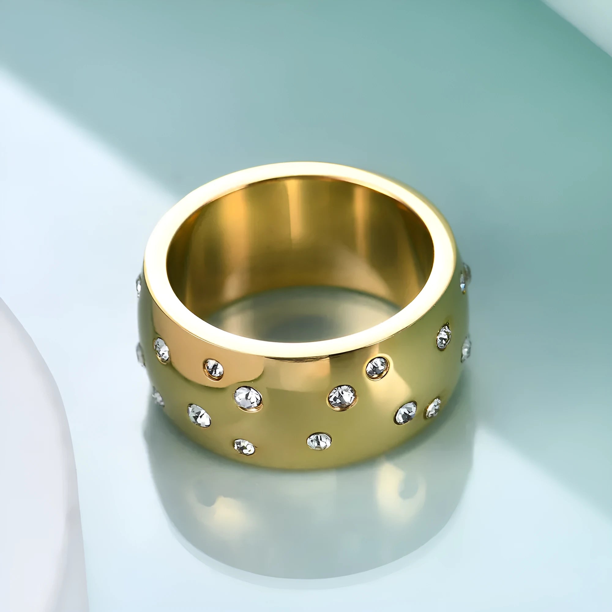 Titanium steel couple ring with diamond geometric shape in black colour option