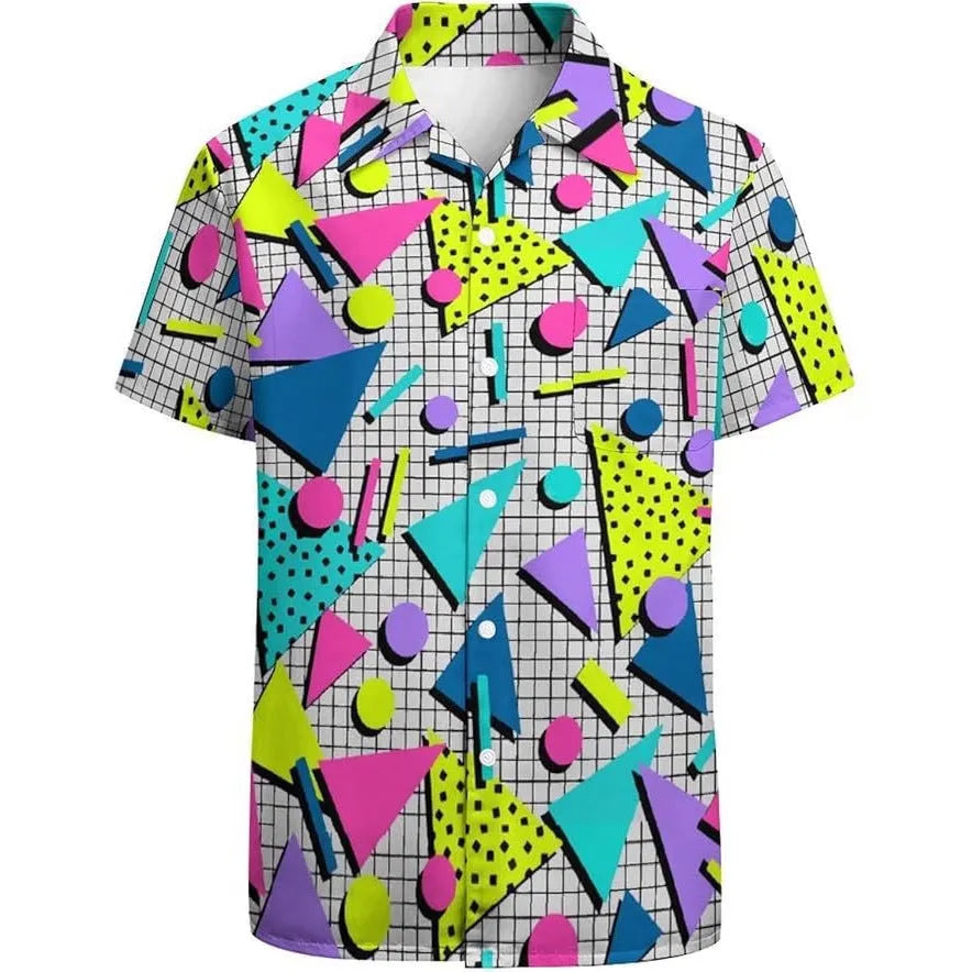 Men's short sleeve casual camouflage shirt in slim-fit cardigan style, available in multiple colours and sizes S-XXXXL
