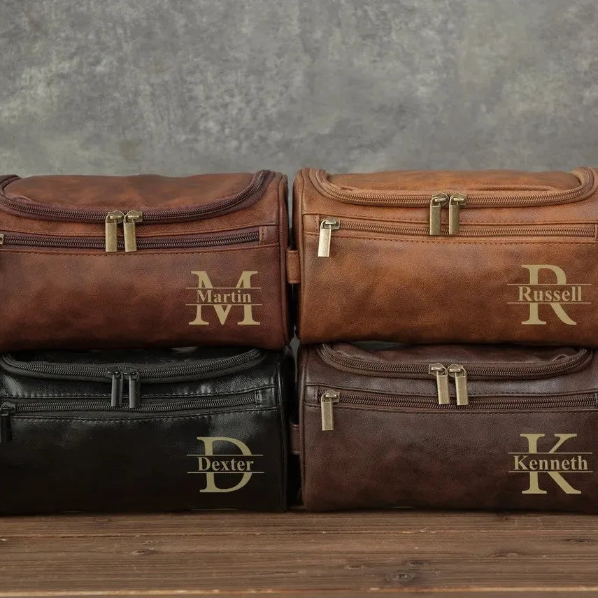 Men's high-end PU leather travel bag in black, used for home storage and leisure travel organisation.