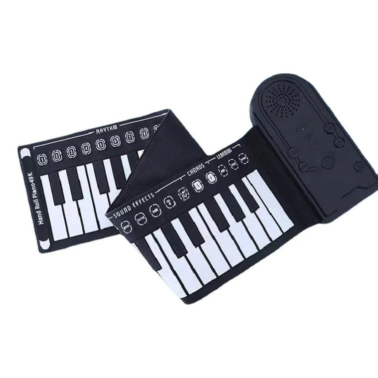 49 key portable folding electronic keyboard in pearl white with silicone keyboard surface and built-in speaker