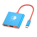 Three-in-one USB Type-C docking station converter with 15cm cable in black and red