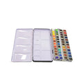 Solid square tinplate watercolour paint box for artist pigments in three size options.