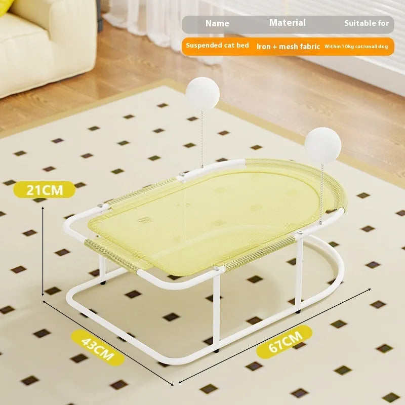 Breathable fabric cat kennel with bracket frame in gray yellow or linen style for indoor pet sleeping