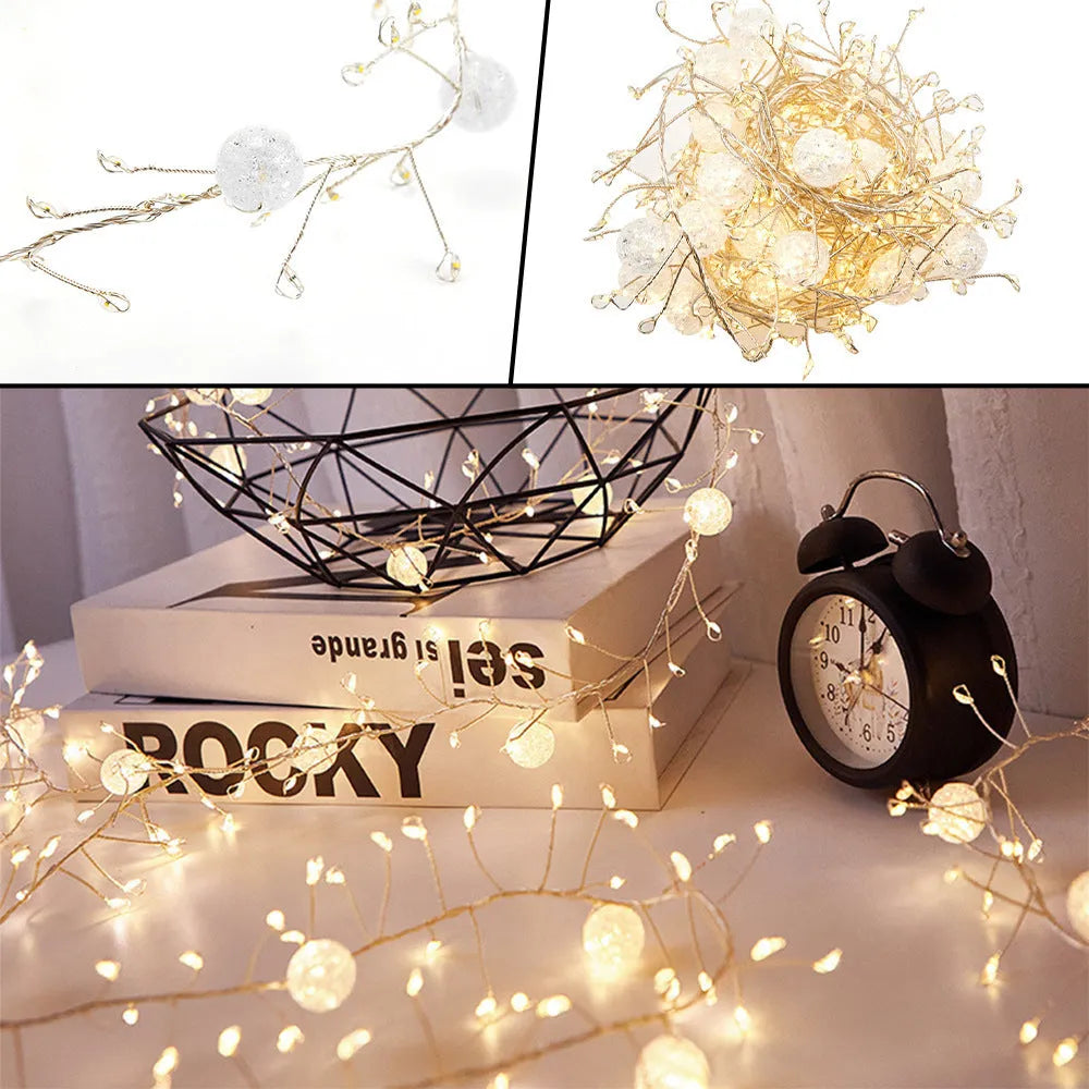 400LED 6-metre indoor fairy string lights with flower-shaped bulbs and IP66 protection, plug-in mode