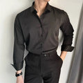 Men's Korean slim fit solid colour shirt in white, cardigan style, polyester blend, available in multiple sizes