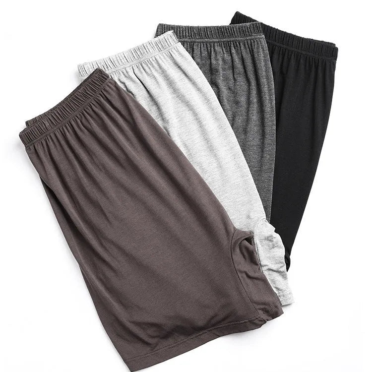 Men's solid colour high-waist modal boxers in black, blue, grey, brown