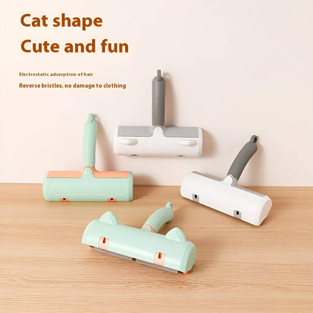 Cat hair removal brush in mint green ordinary style on neutral background, 20x19.5x7cm PP construction