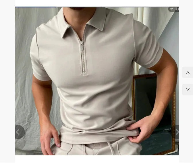 Men's casual short sleeve digital print POLO shirt in navy, loose fit, polyester fabric, front view