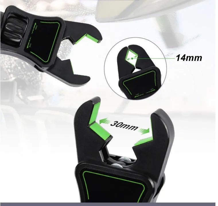 Car mobile phone holder clipped onto rear view mirror bracket, universal fit for GM vehicles, ABS plastic, black and green colour option