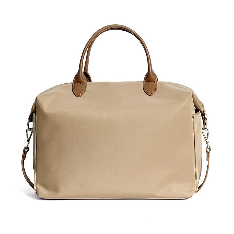 Nylon waterproof cloth shoulder bag with large 35x14x27cm capacity in black, simple design, front view