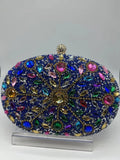 Personalised banquet women's handbag with rhinestone and hardware details, 20x15x5 cm, available in gold silver red blue green black purple pink dark blue