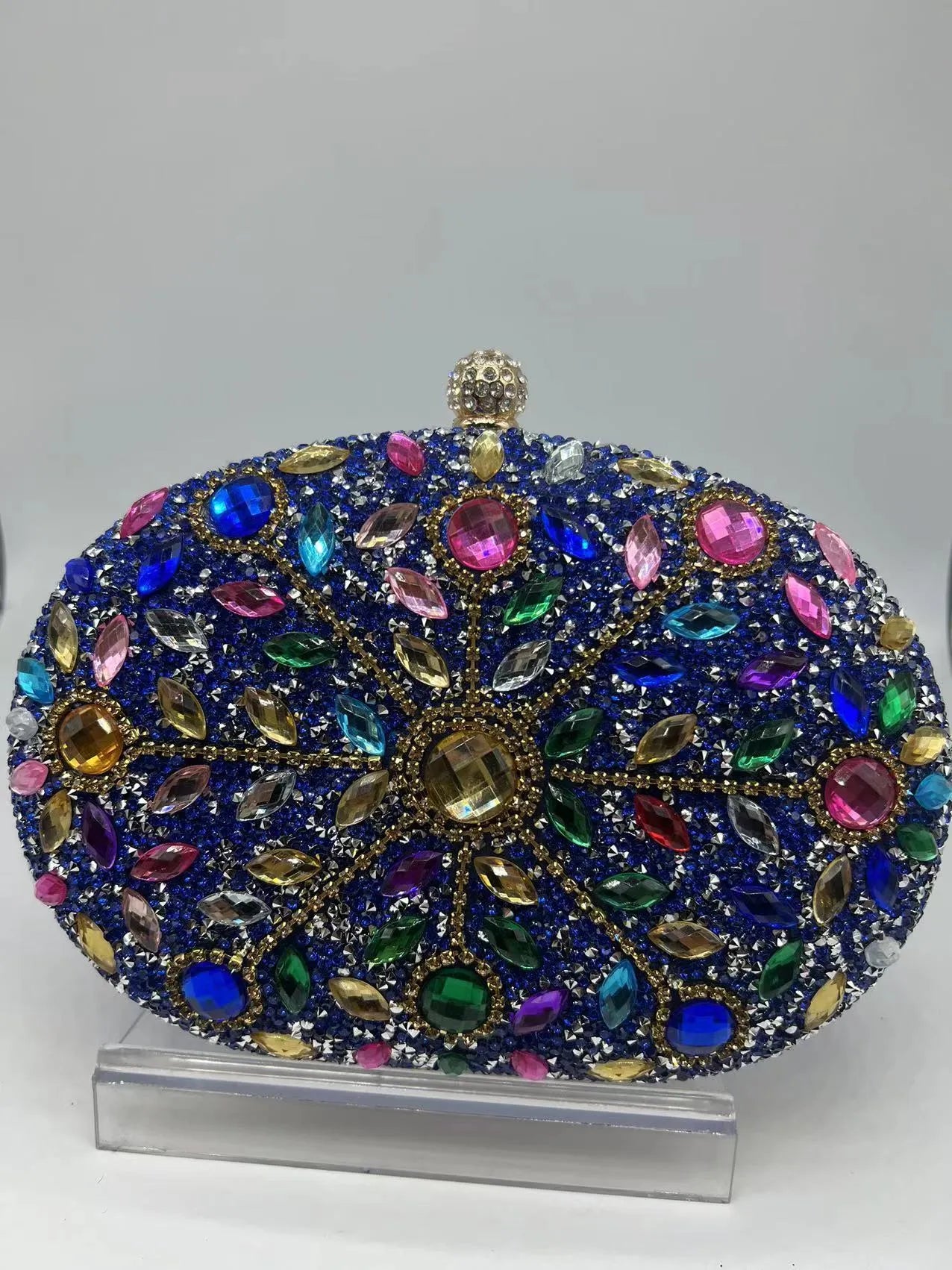 Personalised banquet women's handbag with rhinestone and hardware details, 20x15x5 cm, available in gold silver red blue green black purple pink dark blue