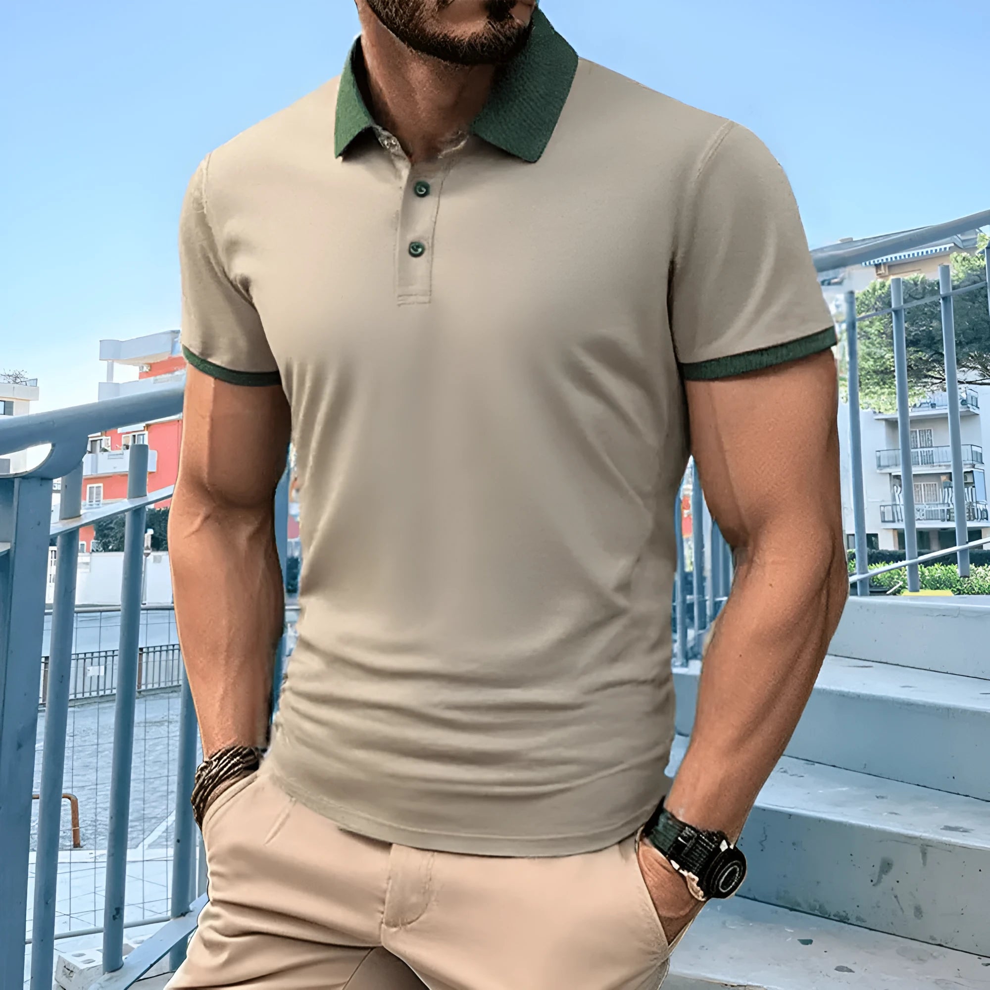 Summer polo shirt in Ice Silk fabric, short sleeve, regular fit, available in multiple colours