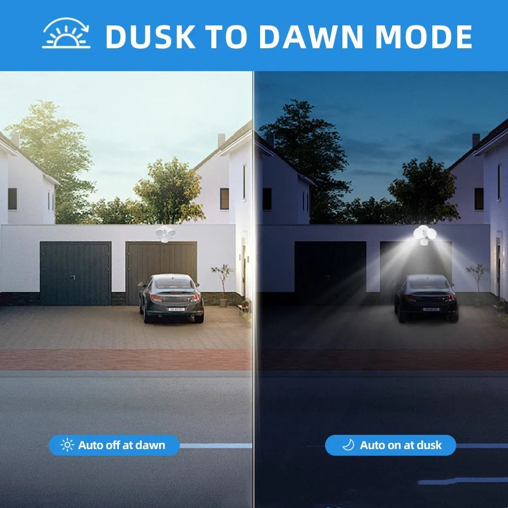 White LED security flood light with motion sensor for wall mounting outdoors