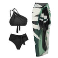 Push up high waist split swimsuit for women in Y305 black colour, nylon and polyester lining