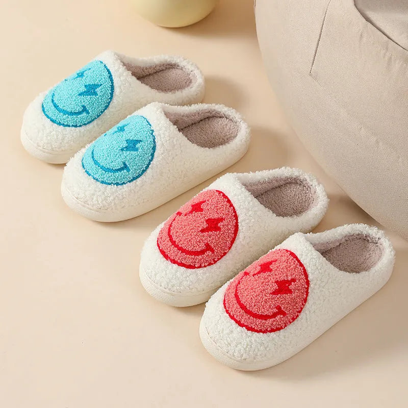 Cartoon love style plush slippers for women with PVC soles in multiple colour options