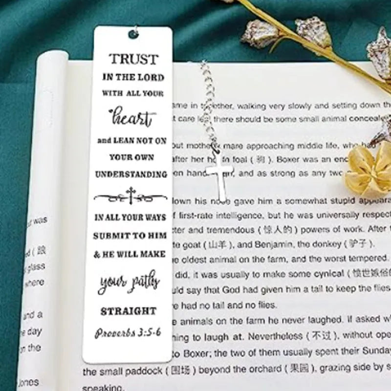 Stainless steel bookmark with Family Bible verse in CFS5170 steel colour.