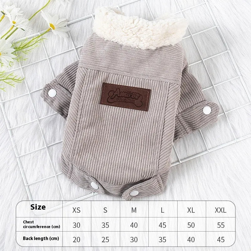Lambswool-lined dog vest for autumn and winter warmth in grey or pink