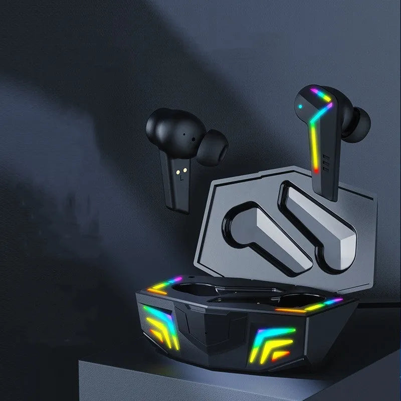 Small black TWS Bluetooth sports headset with earplug design and wireless connectivity