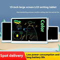 19-inch blue and white rechargeable LCD drawing board for children with stylus.