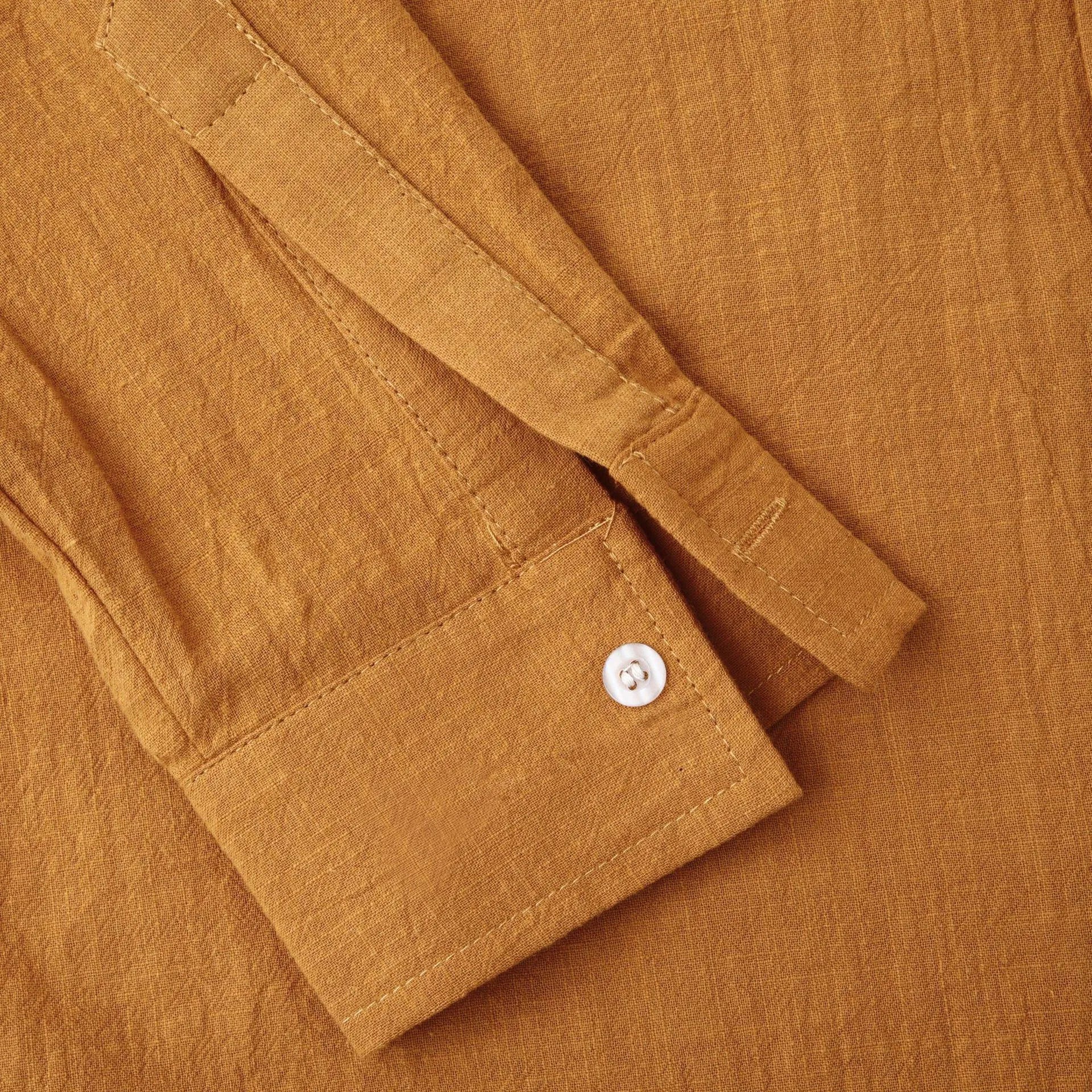 Men's Slim Solid Colour Long Sleeve Cotton Blend Shirt Casual Pants Set Brown S M L XL 2XL Asian Sizes European American Fit