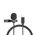 Silver metal lavalier clip microphone attached to a 1.5m black cable with in-ear headphones and a 3.5mm plug.