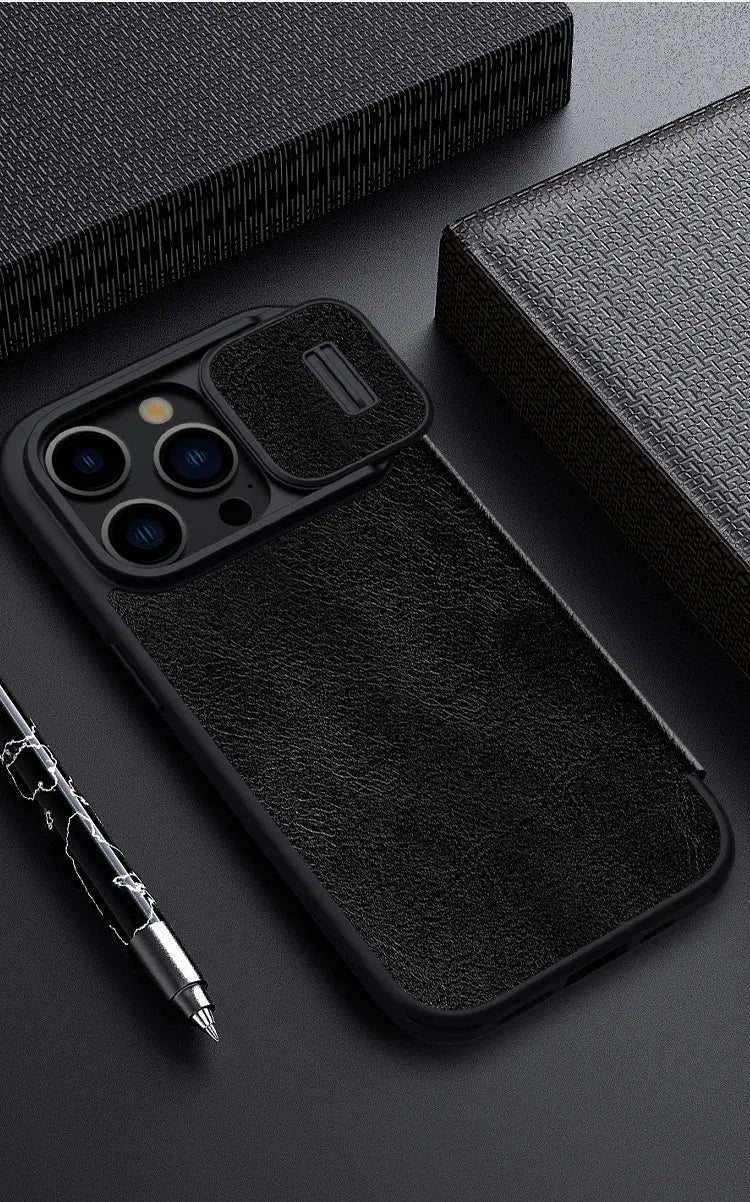 PRO Phone Case flip imitation leather for iPhone 15 Plus 15 Pro 15 Pro Max 14 Pro Max in Black, Brown, Red