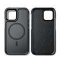 Shatterproof magnetic phone case for iPhone 12 13 series – black PC TPU back cover