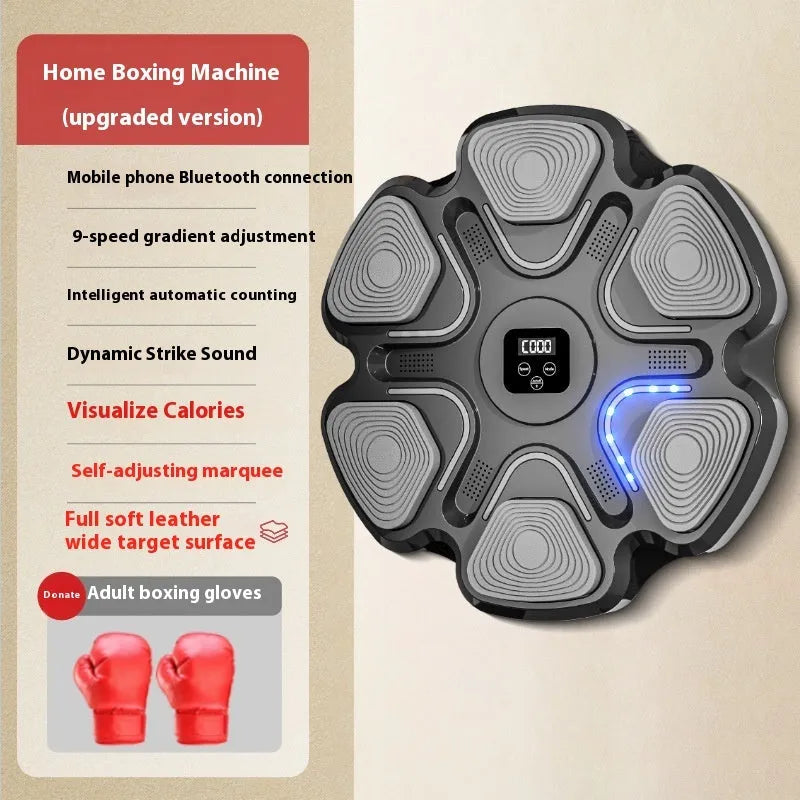 Smart music boxing machine wall target with electronic reaction system and 6-digit music focus