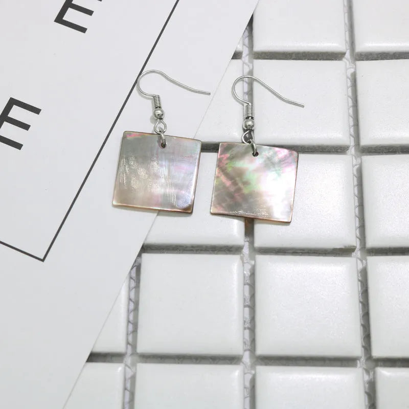 Women's geometric shell earrings with rectangular or panther patterns