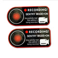Pair of electrostatic PVC sentry mode warning stickers for Tesla, 11x5cm, English version