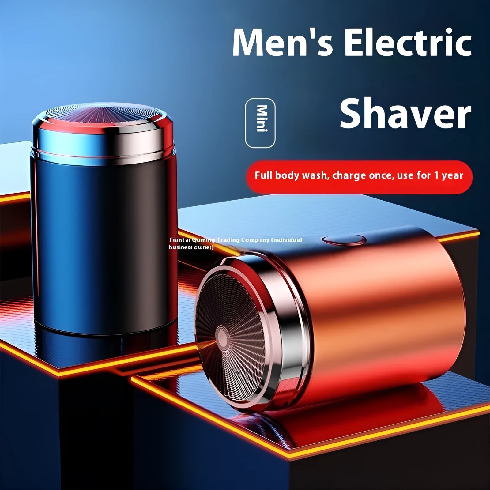 Mini fully washable portable men's electric shaver with six-leaf blade and brushless motor in black finish