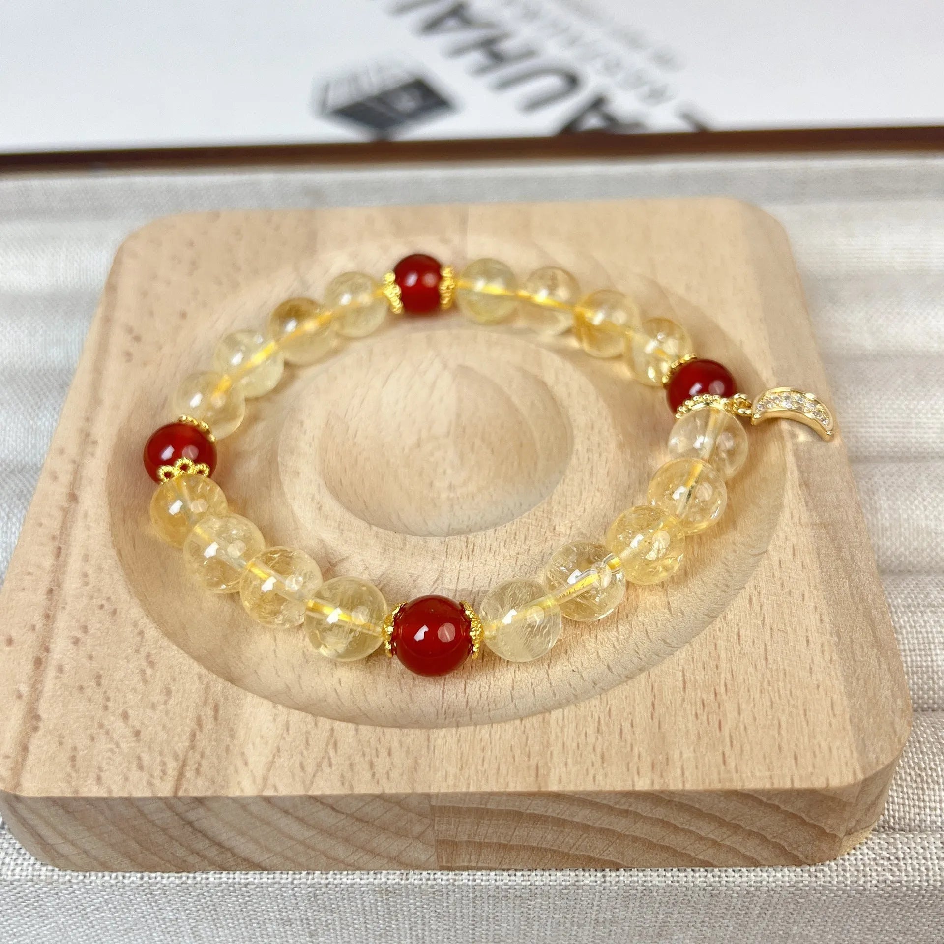 Handcrafted citrine crystal bracelet for women, niche style handmade jewellery