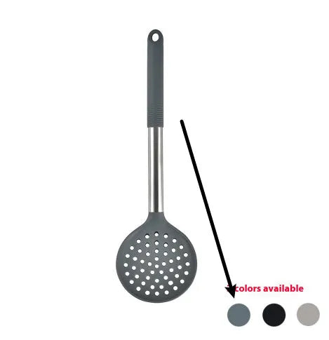 12 piece silicone kitchenware set with rotating storage bucket containing ladle spatula and clips