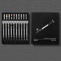 Watch repair tool set with precision manual screwdriver and multiple interchangeable heads including coarse mesh octagonal and round options