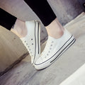 Solid colour women's canvas shoes for summer casual wear on a light background.