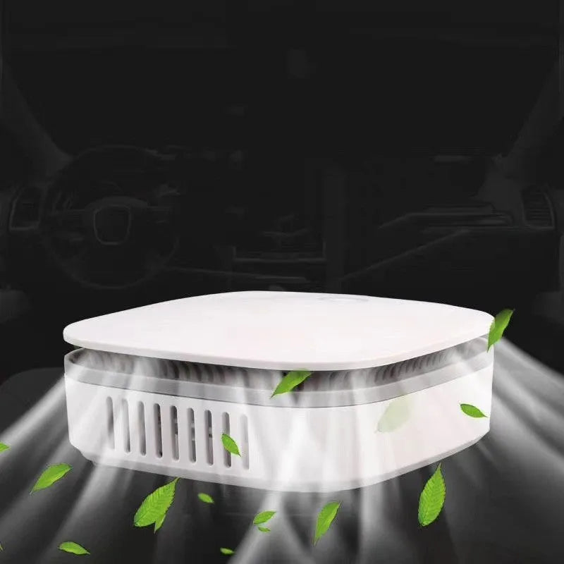 White portable USB air purifier for car and small room use.
