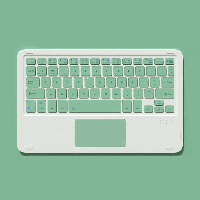 Bluetooth wireless keyboard and dual-mode rechargeable mouse set in pink colour on a desk.
