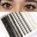 Single-cluster false eyelash glue suit with artificial fibre lashes, tweezers, and brush in black tools option