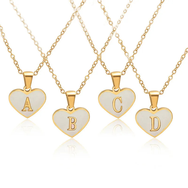 Gold plated heart-shaped necklace with letter personalisation on 45cm adjustable chain