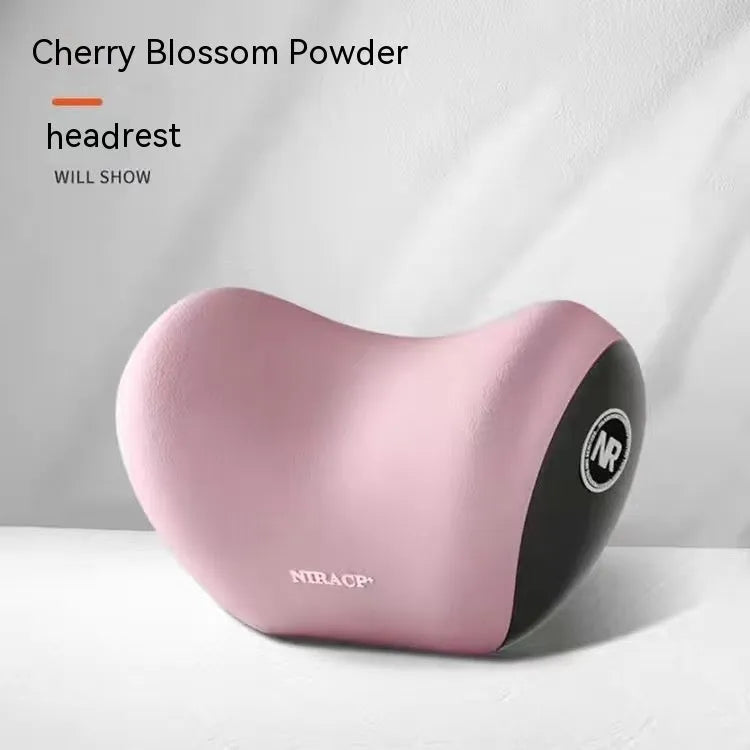 Car headrest and lumbar support pillow set with memory foam and milk silk cover in black